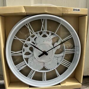 White Gear Wall Clock